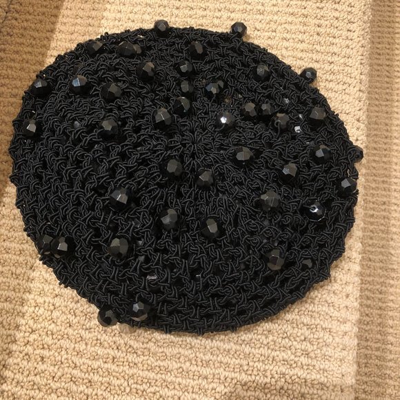 24 Collection Black Crochet Beret with beads - Picture 3 of 5